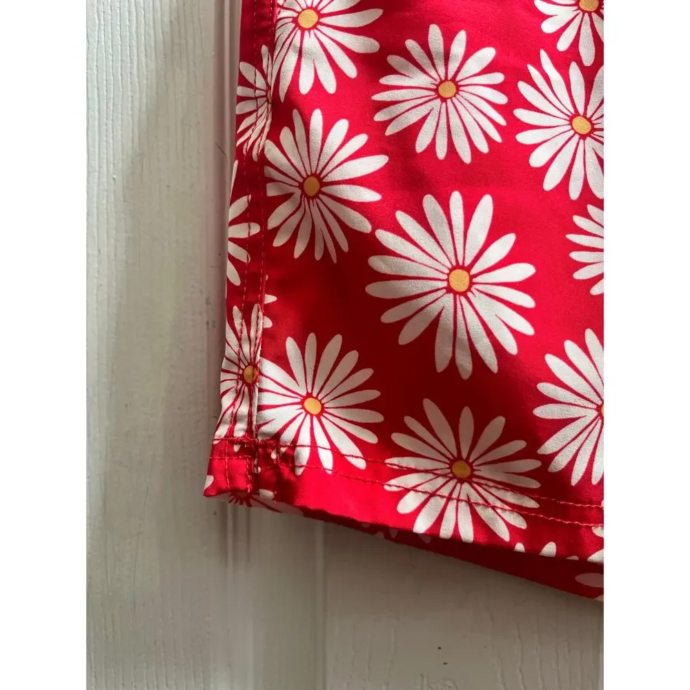 J. Crew Men’s Flex Daisy Print Drawstring Swim Trunk Small 6 Inch Inseam